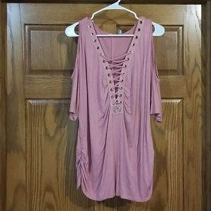 Forever 21 Mauve Pink Cold Shoulder Top